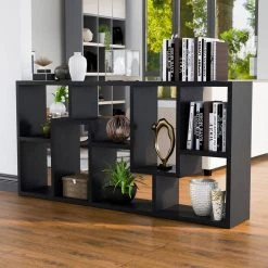 Dore 71 in. Black 8-shelf Standard Bookcase with Open Back by Furniture of America