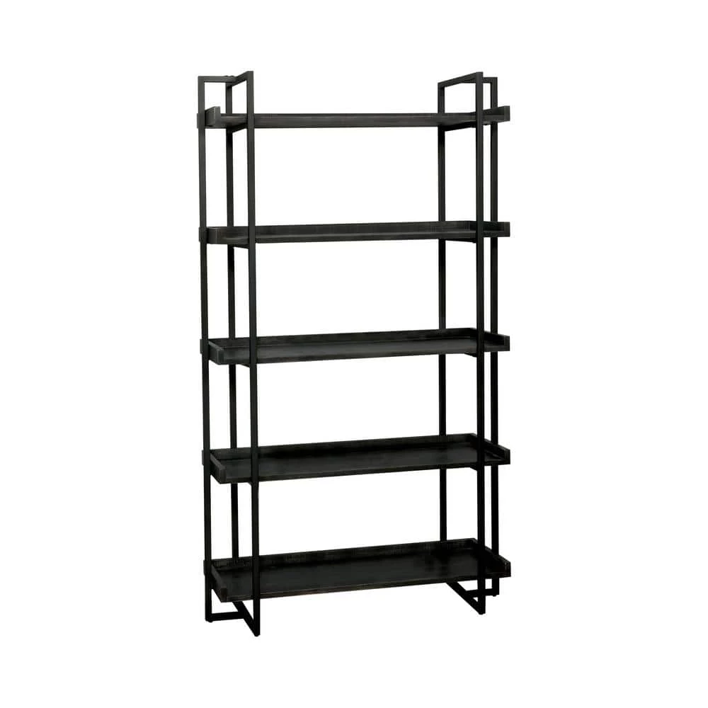 Kimbra 40.5 in. W x 72 in. H x 15.38 in. D Black 5-Tier Ladder Shelf by Furniture of America 1 Kimbra 40.5 in. W x 72 in. H x 15.38 in. D Black 5-Tier Ladder Shelf by Furniture of America