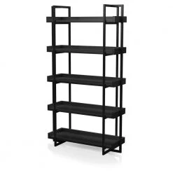 Kimbra 40.5 in. W x 72 in. H x 15.38 in. D Black 5-Tier Ladder Shelf by Furniture of America 8 Kimbra 40.5 in. W x 72 in. H x 15.38 in. D Black 5-Tier Ladder Shelf by Furniture of America -Furniture of America Sales Store black furniture of america bookcases bookshelves idf ac564 c3 1000