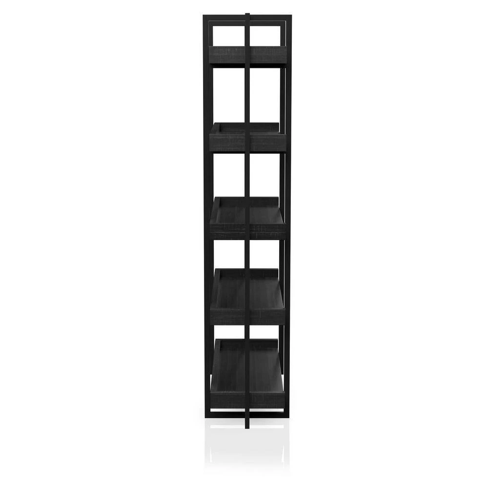 Kimbra 40.5 in. W x 72 in. H x 15.38 in. D Black 5-Tier Ladder Shelf by Furniture of America 2 Kimbra 40.5 in. W x 72 in. H x 15.38 in. D Black 5-Tier Ladder Shelf by Furniture of America - Image 2