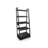 64 in. Black Wood 5-shelf Ladder Bookcase with Drawers by Furniture of America