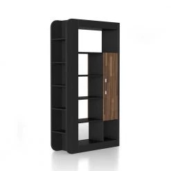 Baltra 70.87 in. Black 13-Shelf Standard Bookcase with Door by Furniture of America