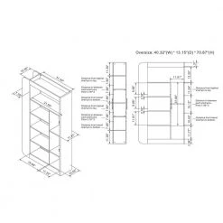 Baltra 70.87 in. Black 13-Shelf Standard Bookcase with Door by Furniture of America -Furniture of America Sales Store black furniture of america bookcases bookshelves ynj 20803c1 76 1000