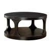 Tallia 36 in. Black Round Wood Coffee Table with 1-Shelf by Furniture of America