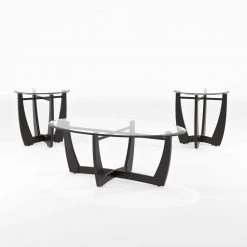 Arthur 3-Piece 30 in. Black/Clear Medium Oval Glass Coffee Table Set by Furniture of America 9 Arthur 3-Piece 30 in. Black/Clear Medium Oval Glass Coffee Table Set by Furniture of America -Furniture of America Sales Store black furniture of america coffee tables idf 4848 3pk 31 1000