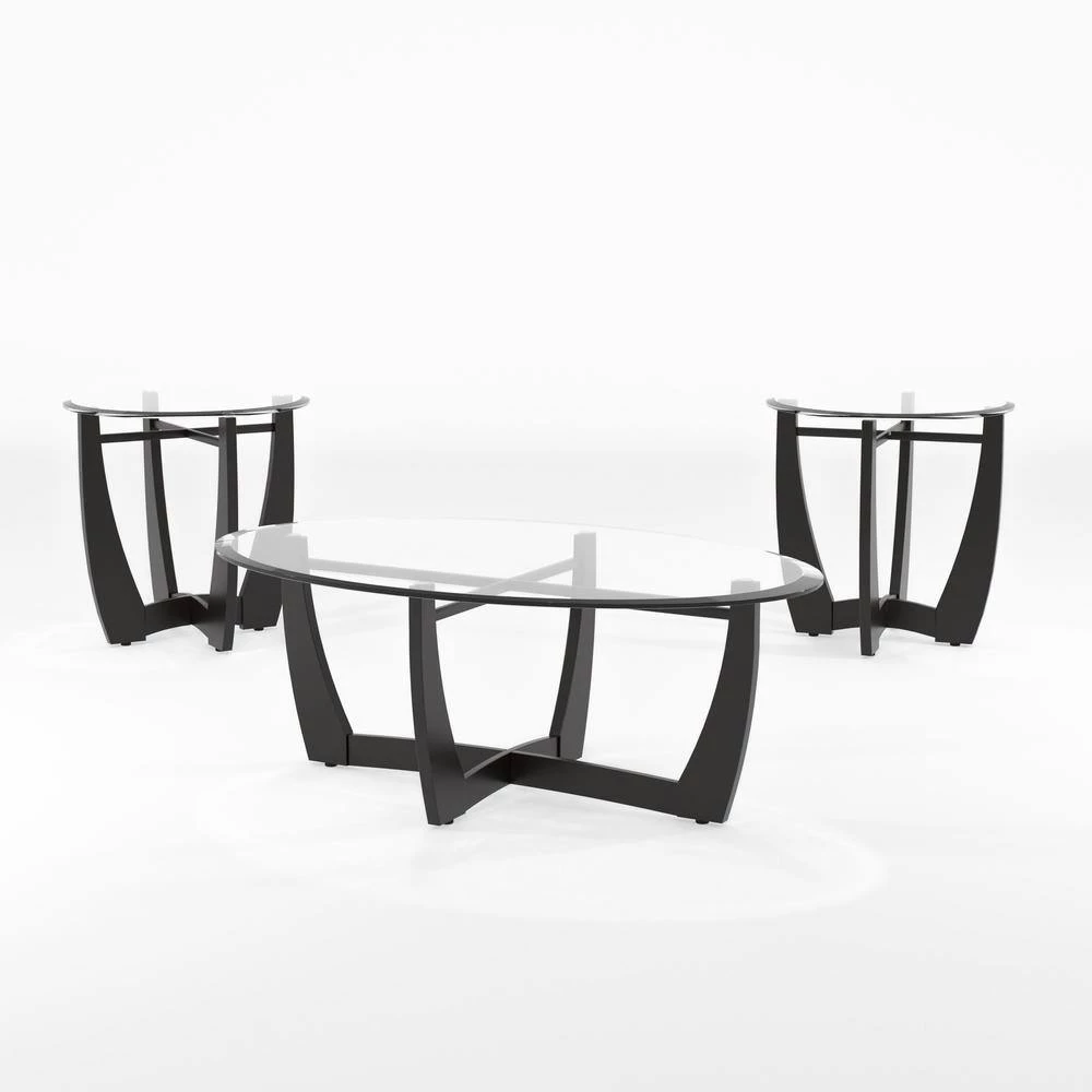 Arthur 3-Piece 30 in. Black/Clear Medium Oval Glass Coffee Table Set by Furniture of America 5 Arthur 3-Piece 30 in. Black/Clear Medium Oval Glass Coffee Table Set by Furniture of America - Image 5