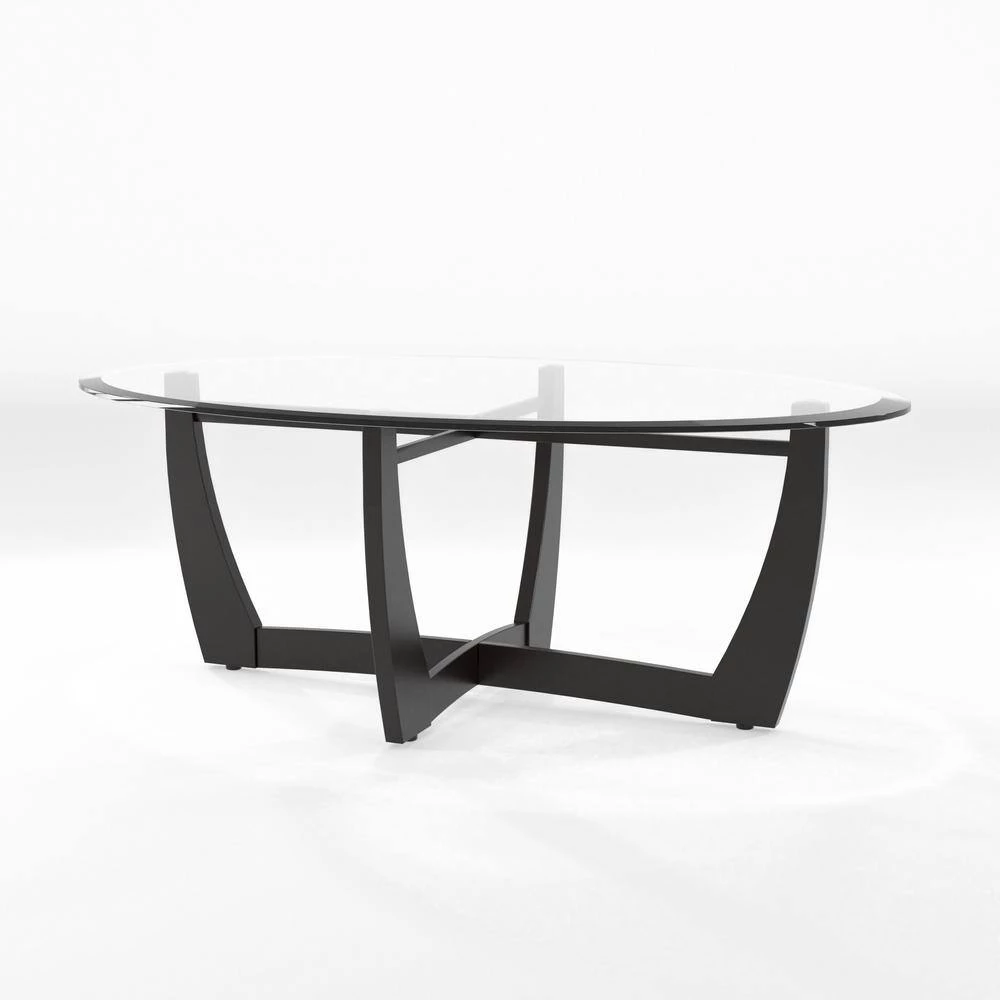 Arthur 3-Piece 30 in. Black/Clear Medium Oval Glass Coffee Table Set by Furniture of America 3 Arthur 3-Piece 30 in. Black/Clear Medium Oval Glass Coffee Table Set by Furniture of America - Image 3