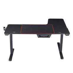 Centenary 64.84 in. L-Shaped Black Steel Computer Desk with USBs by Furniture of America