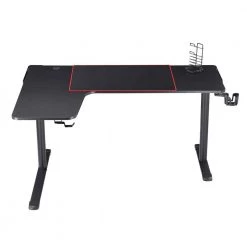Centenary 64.84 in. L-Shaped Black Steel Computer Desk with USBs by Furniture of America -Furniture of America Sales Store black furniture of america computer desks idf 7031 bk c3 1000