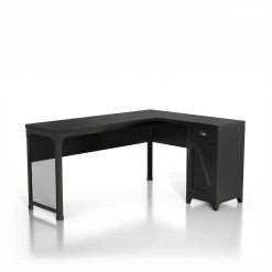 Willetts 60.63 in. L-Shape Black 1-Drawer Computer Desk with Storage by Furniture of America