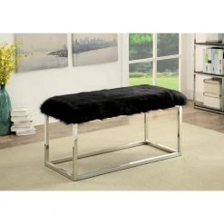 Bessener Black Bench (19.75 in. H X 40 in. W X 19 in. D) by Furniture of America -Furniture of America Sales Store black furniture of america dining benches idf bn6409bk l 31 1000