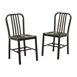 Minturn Black Steel Dining Side Chairs (Set of 2) by Furniture of America