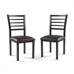 Coiplin Black Faux Leather Padded Seat Dining Chair (Set of 2) by Furniture of America