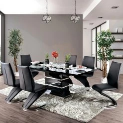 Mackley Black Z-Shaped Side Chairs (Set of 2) by Furniture of America -Furniture of America Sales Store black furniture of america dining chairs idf 3650bk sc 31 1000