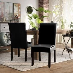 Rolling Rock Black Faux Leather Upholstered Dining Chair (Set of 2) by Furniture of America -Furniture of America Sales Store black furniture of america dining chairs idf 3823bk sc 31 1000