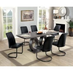 Dunken Black Leather Dining Chair (set of 2) by Furniture of America -Furniture of America Sales Store black furniture of america dining chairs idf 3918sc 31 1000