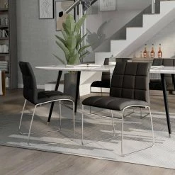 Cardigan Black Faux LeatherTufted Dining Chairs (Set of 2) by Furniture of America 9 Cardigan Black Faux LeatherTufted Dining Chairs (Set of 2) by Furniture of America -Furniture of America Sales Store black furniture of america dining chairs idf 8320bk sc 31 1000