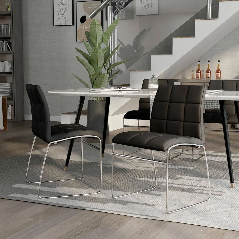 Cardigan Black Faux LeatherTufted Dining Chairs (Set of 2) by Furniture of America 5 Cardigan Black Faux LeatherTufted Dining Chairs (Set of 2) by Furniture of America - Image 5