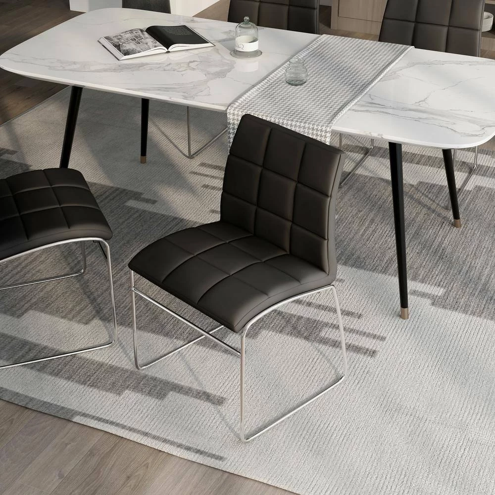 Cardigan Black Faux LeatherTufted Dining Chairs (Set of 2) by Furniture of America 2 Cardigan Black Faux LeatherTufted Dining Chairs (Set of 2) by Furniture of America - Image 2