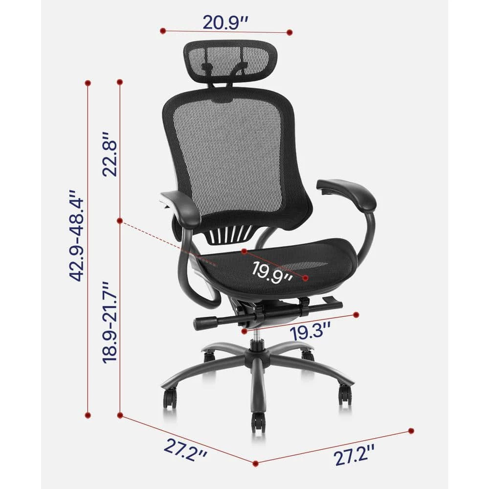 Steve Regular Black Mesh-Seat Adjustable Height Ergonomic Office Chair with Adjustable Headrest by Furniture of America 6 Steve Regular Black Mesh-Seat Adjustable Height Ergonomic Office Chair with Adjustable Headrest by Furniture of America - Image 6