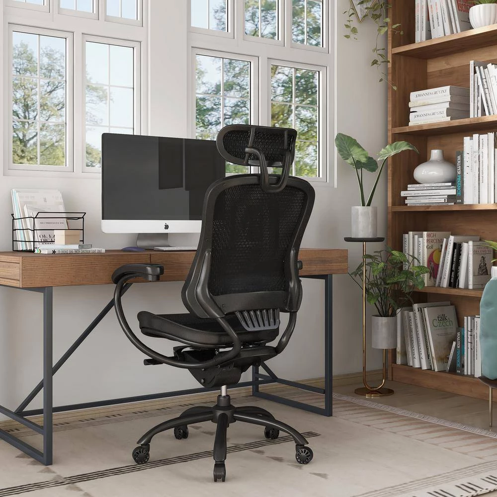 Steve Regular Black Mesh-Seat Adjustable Height Ergonomic Office Chair with Adjustable Headrest by Furniture of America 7 Steve Regular Black Mesh-Seat Adjustable Height Ergonomic Office Chair with Adjustable Headrest by Furniture of America - Image 7