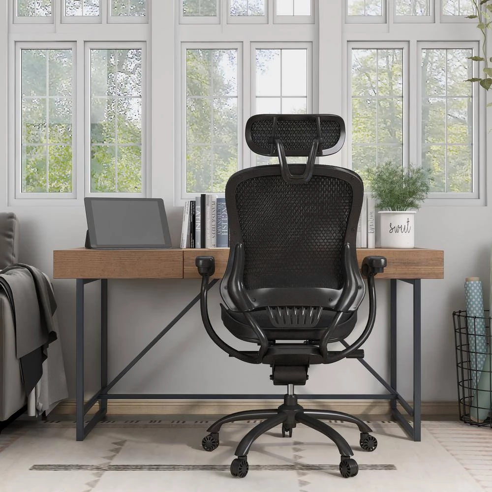 Steve Regular Black Mesh-Seat Adjustable Height Ergonomic Office Chair with Adjustable Headrest by Furniture of America 3 Steve Regular Black Mesh-Seat Adjustable Height Ergonomic Office Chair with Adjustable Headrest by Furniture of America - Image 3