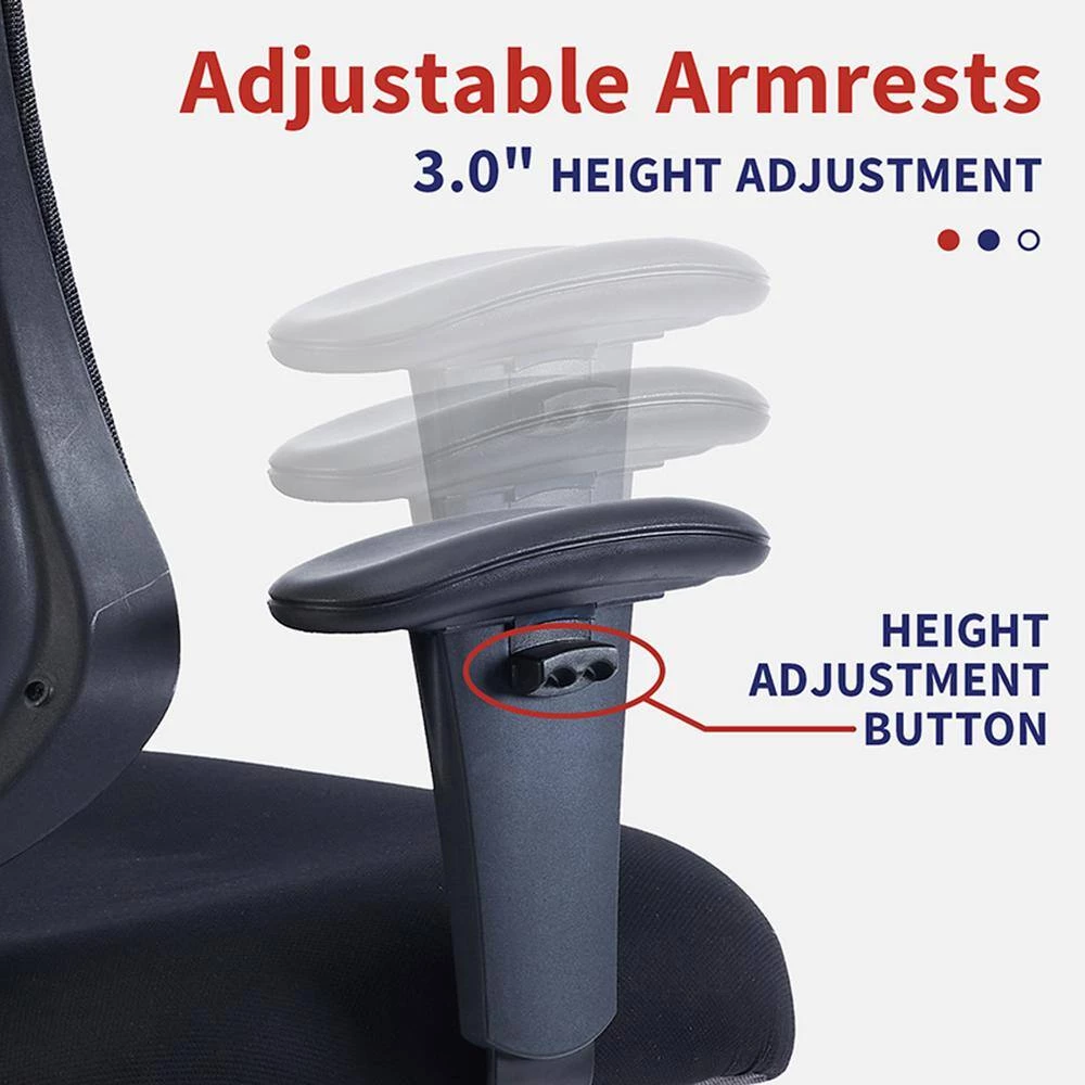 Ethan Regular Black Mesh Seat Ergonomic Office Chair with Adjustable Height and Adjustable Arms by Furniture of America 4 Ethan Regular Black Mesh Seat Ergonomic Office Chair with Adjustable Height and Adjustable Arms by Furniture of America - Image 4