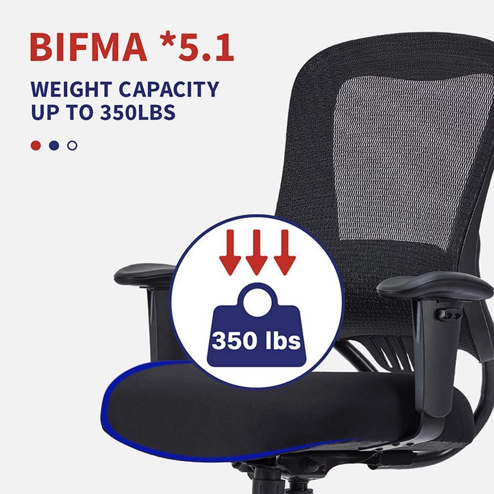 Ethan Regular Black Mesh Seat Ergonomic Office Chair with Adjustable Height and Adjustable Arms by Furniture of America 3 Ethan Regular Black Mesh Seat Ergonomic Office Chair with Adjustable Height and Adjustable Arms by Furniture of America - Image 3