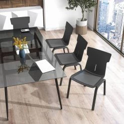 Mael Regular Black Plastic Armless Guest Office Chair (Set of 4) by Furniture of America -Furniture of America Sales Store black furniture of america guest office chairs idf 603917 4pk c3 1000