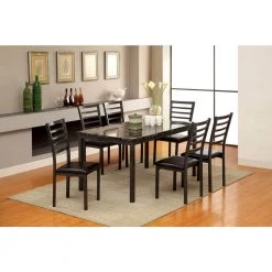 Coiplin 60 in. Rectangle Black Faux Marble Dining Table by Furniture of America -Furniture of America Sales Store black furniture of america kitchen dining tables idf 3615t 60 31 1000
