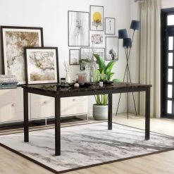 Coiplin 60 in. Rectangle Black Faux Marble Dining Table by Furniture of America -Furniture of America Sales Store black furniture of america kitchen dining tables idf 3615t 60 e1 1000