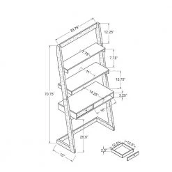 Kurtis 34 in. Rectangular Black with Shelf 1-Drawer Ladder Desk by Furniture of America -Furniture of America Sales Store black furniture of america ladder desks idi 202749 44 1000
