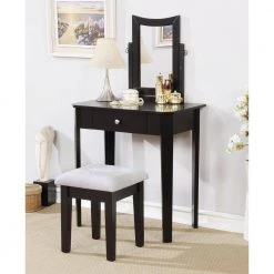 Lucerne 2-Piece Black Vanity Set by Furniture of America -Furniture of America Sales Store black furniture of america makeup vanities idf dk6360bk 31 1000