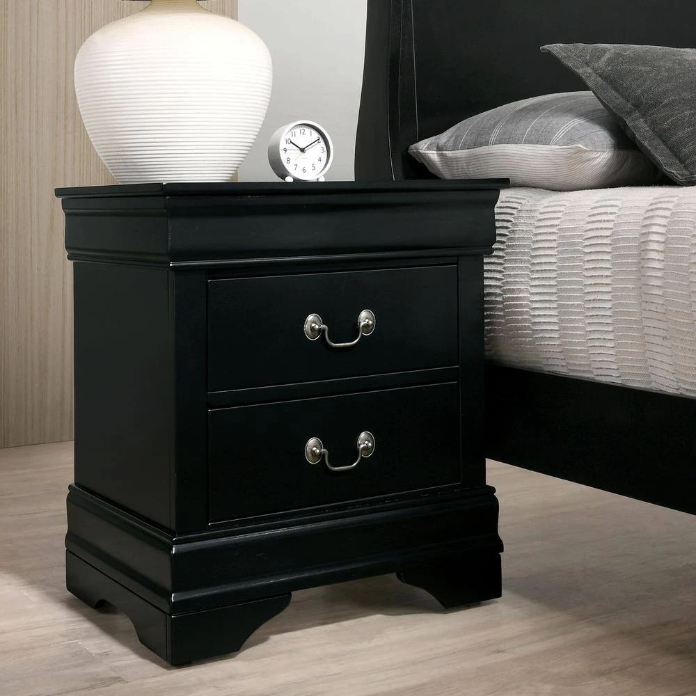 Alarcon 2-Drawer Black Nightstand (23.75 in. H x 21.63 in. W x 15.75 in. D) by Furniture of America 5 Alarcon 2-Drawer Black Nightstand (23.75 in. H x 21.63 in. W x 15.75 in. D) by Furniture of America - Image 5