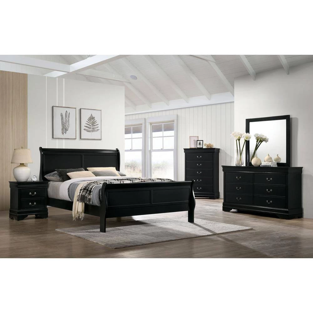 Alarcon 2-Drawer Black Nightstand (23.75 in. H x 21.63 in. W x 15.75 in. D) by Furniture of America 4 Alarcon 2-Drawer Black Nightstand (23.75 in. H x 21.63 in. W x 15.75 in. D) by Furniture of America - Image 4