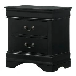 Alarcon 2-Drawer Black Nightstand (23.75 in. H x 21.63 in. W x 15.75 in. D) by Furniture of America