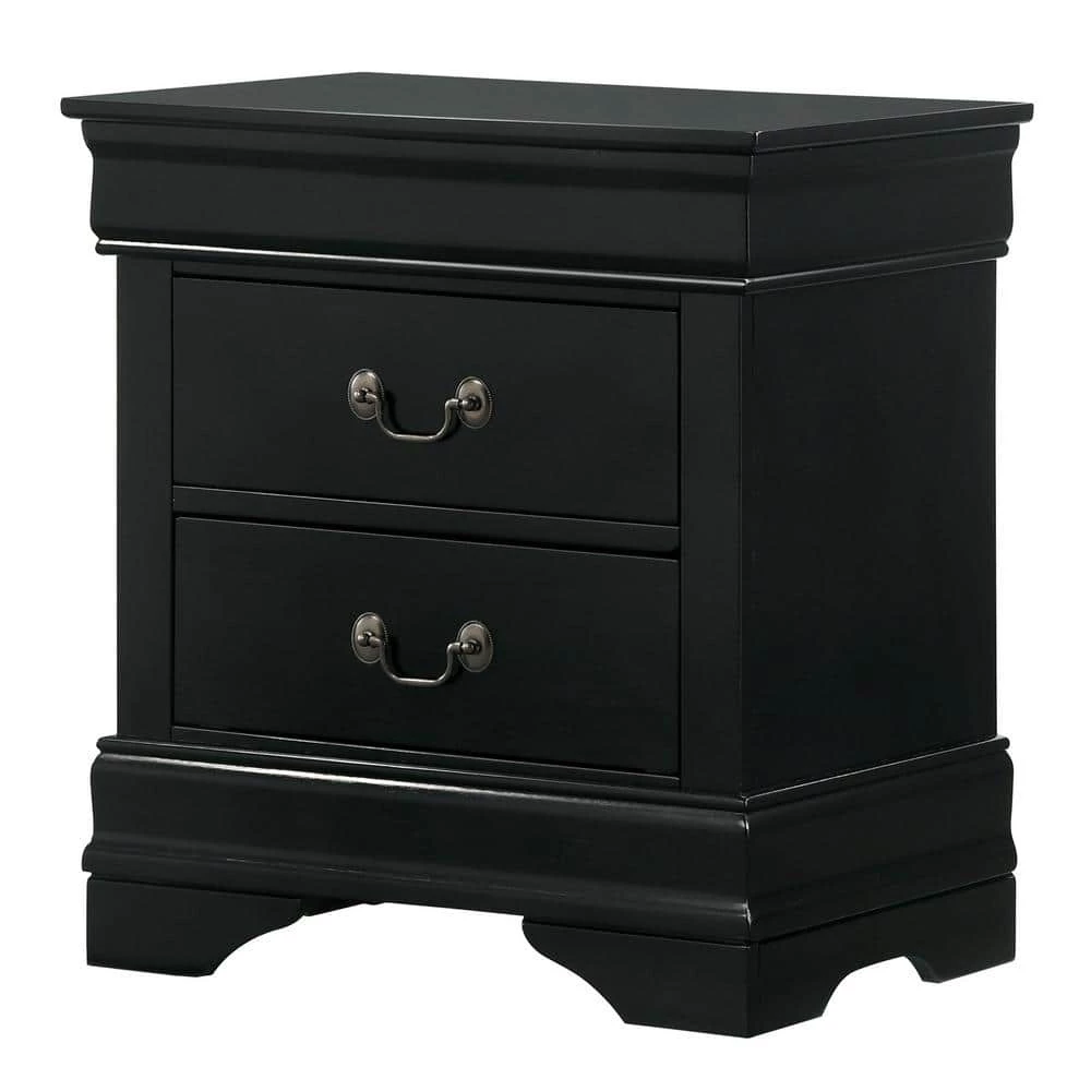 Alarcon 2-Drawer Black Nightstand (23.75 in. H x 21.63 in. W x 15.75 in. D) by Furniture of America 1 Alarcon 2-Drawer Black Nightstand (23.75 in. H x 21.63 in. W x 15.75 in. D) by Furniture of America