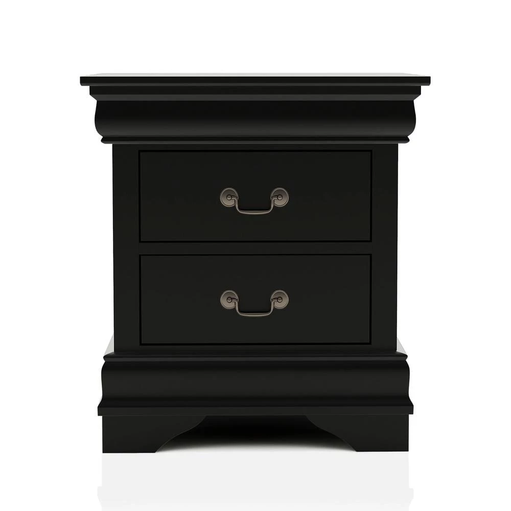 Alarcon 2-Drawer Black Nightstand (23.75 in. H x 21.63 in. W x 15.75 in. D) by Furniture of America 2 Alarcon 2-Drawer Black Nightstand (23.75 in. H x 21.63 in. W x 15.75 in. D) by Furniture of America - Image 2