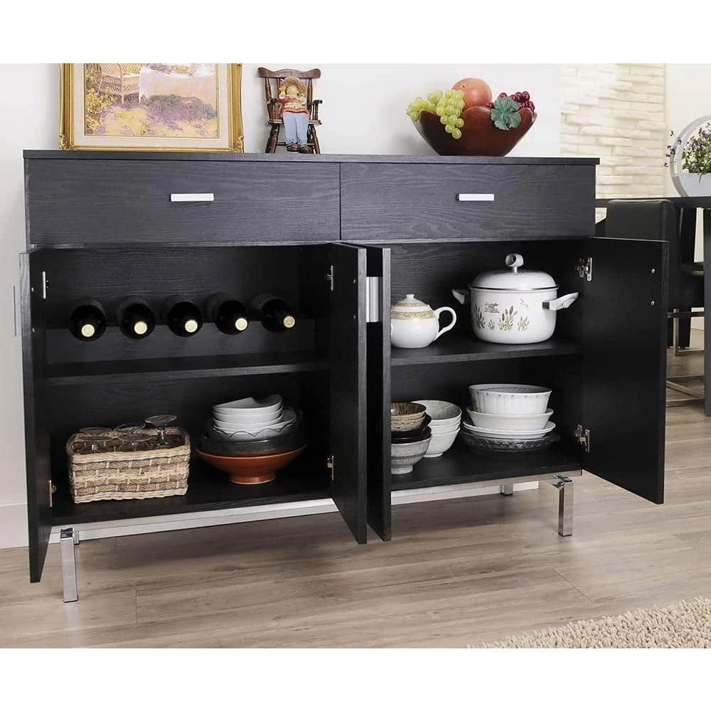 Lanai Black Buffet with 2-Drawer by Furniture of America 6 Lanai Black Buffet with 2-Drawer by Furniture of America - Image 6