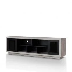 Chapin 71 in. Black Particle Board TV Stand Fits TVs Up to 80 in. with Storage Doors by Furniture of America -Furniture of America Sales Store black furniture of america tv stands fgi 1782c1 1f 1000