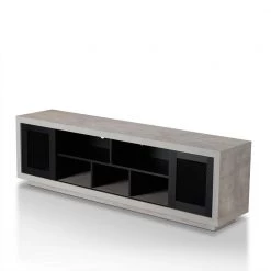 Chapin 71 in. Black Particle Board TV Stand Fits TVs Up to 80 in. with Storage Doors by Furniture of America -Furniture of America Sales Store black furniture of america tv stands fgi 1782c1 44 1000