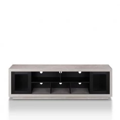Chapin 71 in. Black Particle Board TV Stand Fits TVs Up to 80 in. with Storage Doors by Furniture of America -Furniture of America Sales Store black furniture of america tv stands fgi 1782c1 66 1000