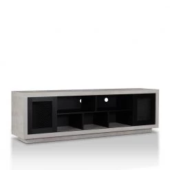 Chapin 71 in. Black Particle Board TV Stand Fits TVs Up to 80 in. with Storage Doors by Furniture of America -Furniture of America Sales Store black furniture of america tv stands fgi 1782c1 fa 1000