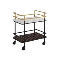 Howser White and Walnut Serving Cart with 2-Shelf by Furniture of America 9 Howser White and Walnut Serving Cart with 2-Shelf by Furniture of America -Furniture of America Sales Store black gold coating white and walnut furniture of america bar carts idf ac816 1f 1000