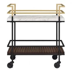 Howser White and Walnut Serving Cart with 2-Shelf by Furniture of America