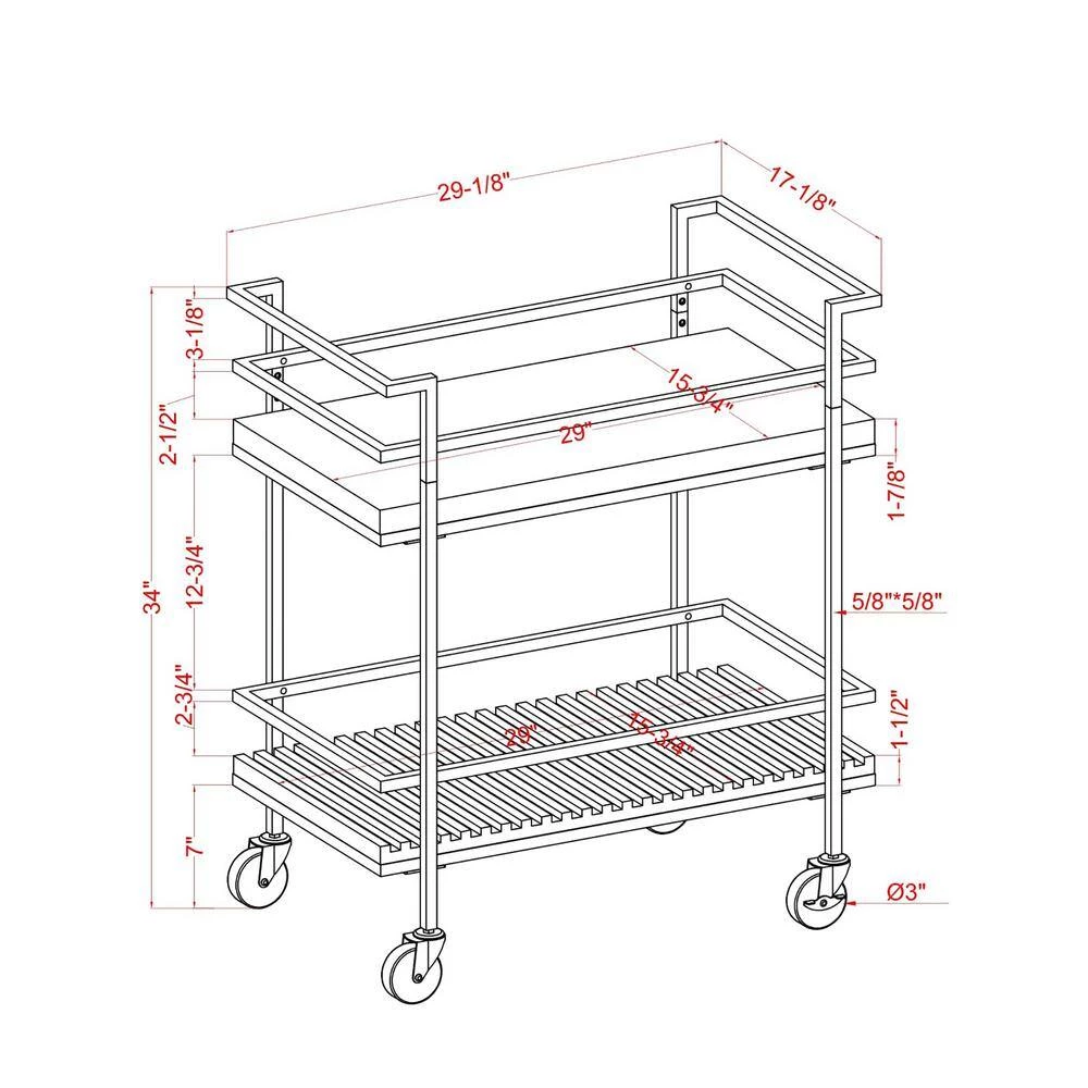 Howser White and Walnut Serving Cart with 2-Shelf by Furniture of America 5 Howser White and Walnut Serving Cart with 2-Shelf by Furniture of America - Image 5
