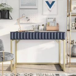 Gotheimer 42 in. Rectangular Blue and Gold Writing Desk with USB Port by Furniture of America 17 Gotheimer 42 in. Rectangular Blue and Gold Writing Desk with USB Port by Furniture of America -Furniture of America Sales Store blue and gold furniture of america writing desks idf dk406bl usb 31 1000