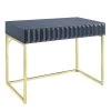 Gotheimer 42 in. Rectangular Blue and Gold Writing Desk with USB Port by Furniture of America