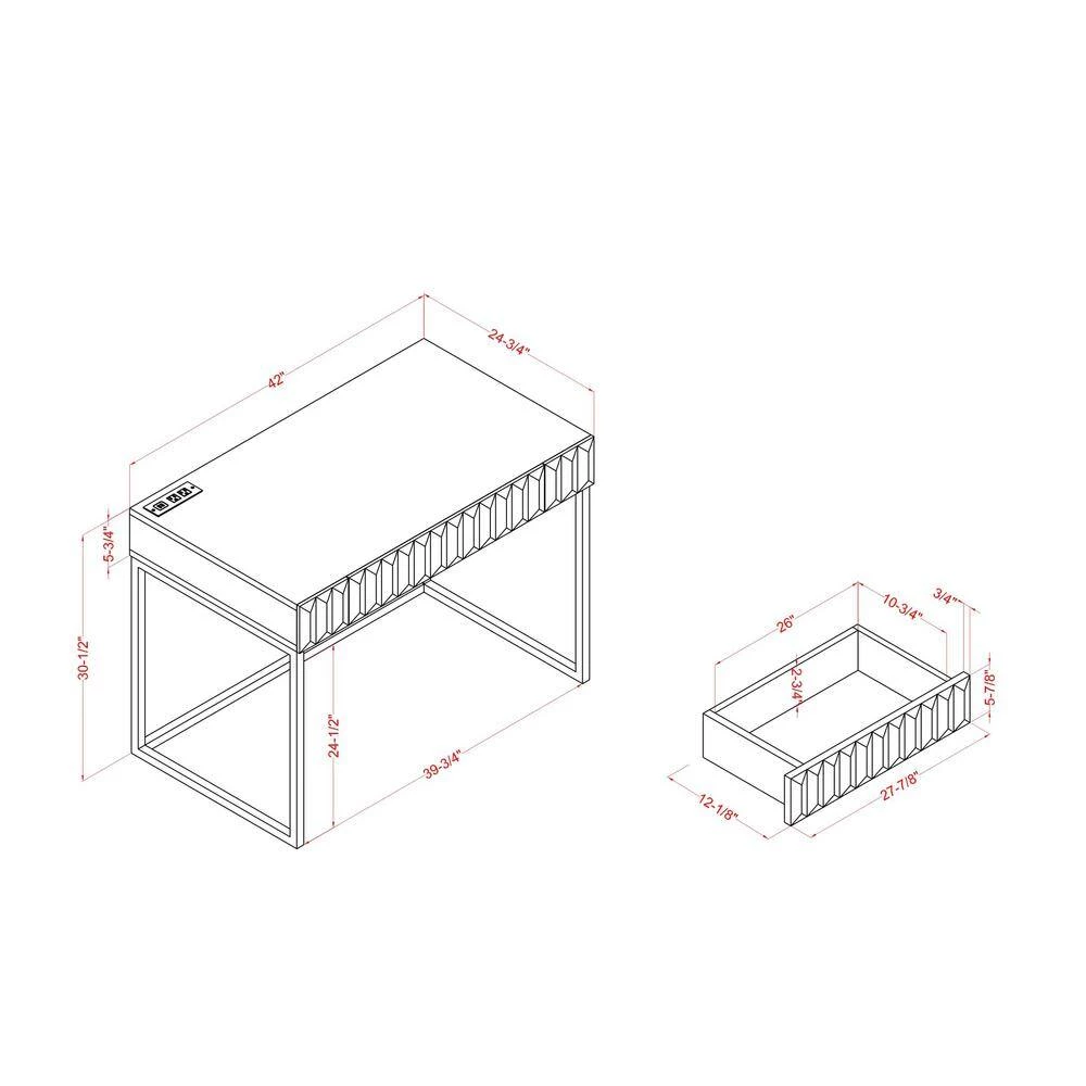 Gotheimer 42 in. Rectangular Blue and Gold Writing Desk with USB Port by Furniture of America 8 Gotheimer 42 in. Rectangular Blue and Gold Writing Desk with USB Port by Furniture of America - Image 8