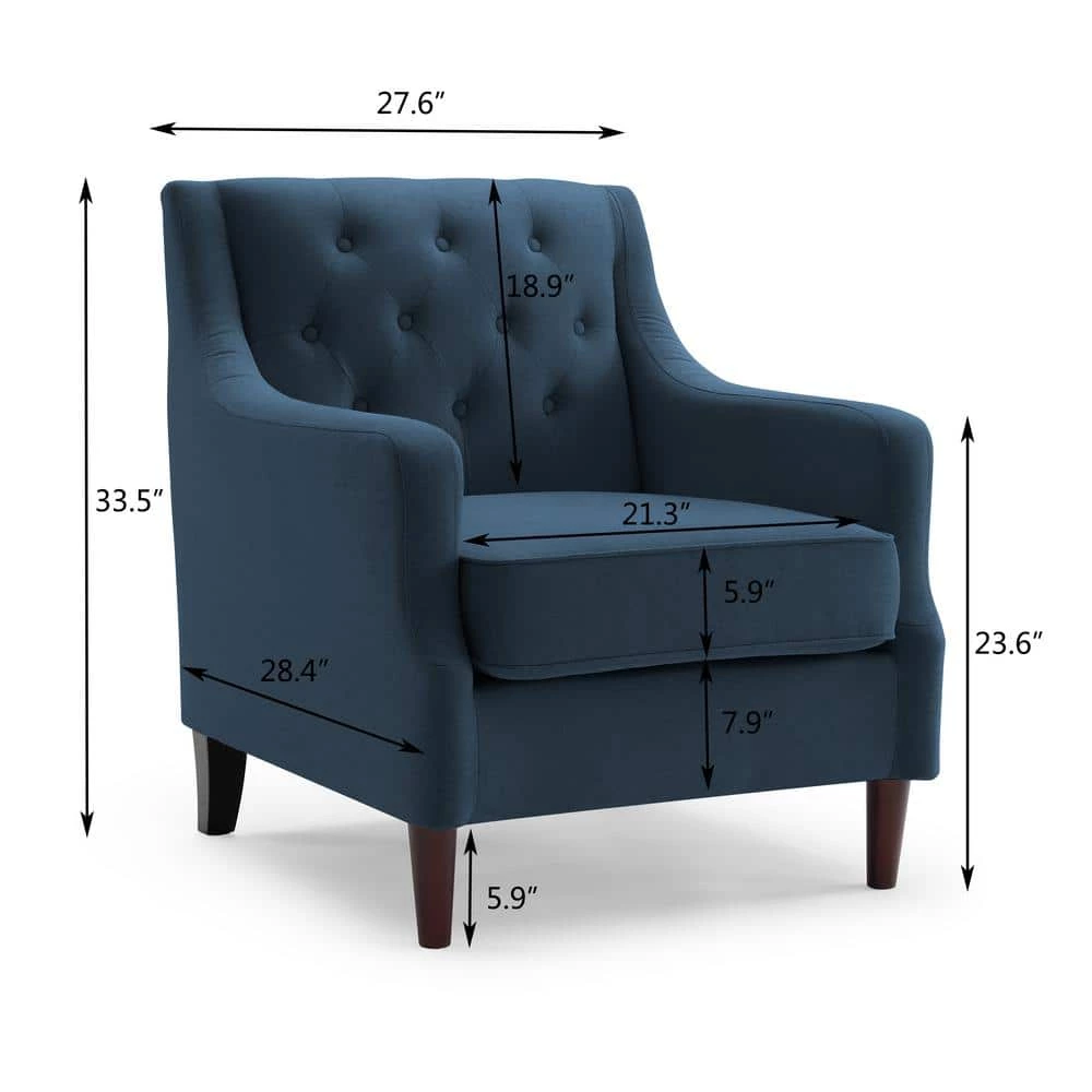Joelle Blue Linen Tufted Club Chair by Furniture of America 7 Joelle Blue Linen Tufted Club Chair by Furniture of America - Image 7